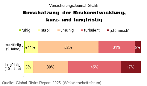 Einschätzung der Risikoentwicklung, kurz- und langfristig (Daten: WEF; Grafik: Lampert)